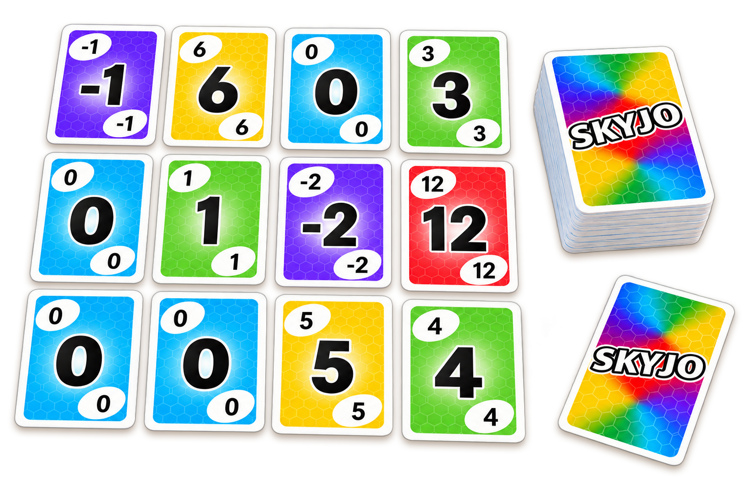 Number cards arranged in three rows and four columns, with draw and discard piles